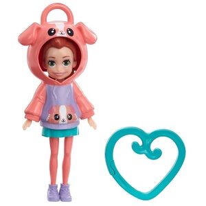 Polly Pocket Friend Clips Lila Doll with Puppy Hoodie NEW! Bag Charm Toy